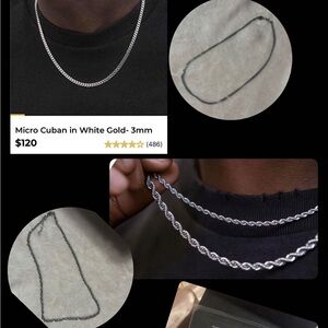 GLD 2 Micro Cuban Chains in White Gold